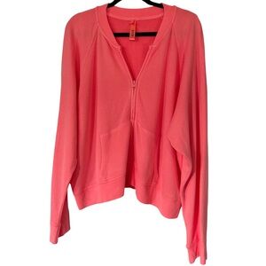 SKIMS Coral Pink Half-Zip Sweatshirt